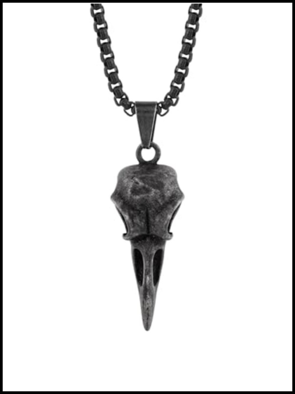Stainless Steel Raven Skull Pendant Necklace Box Chain Gothic Punk